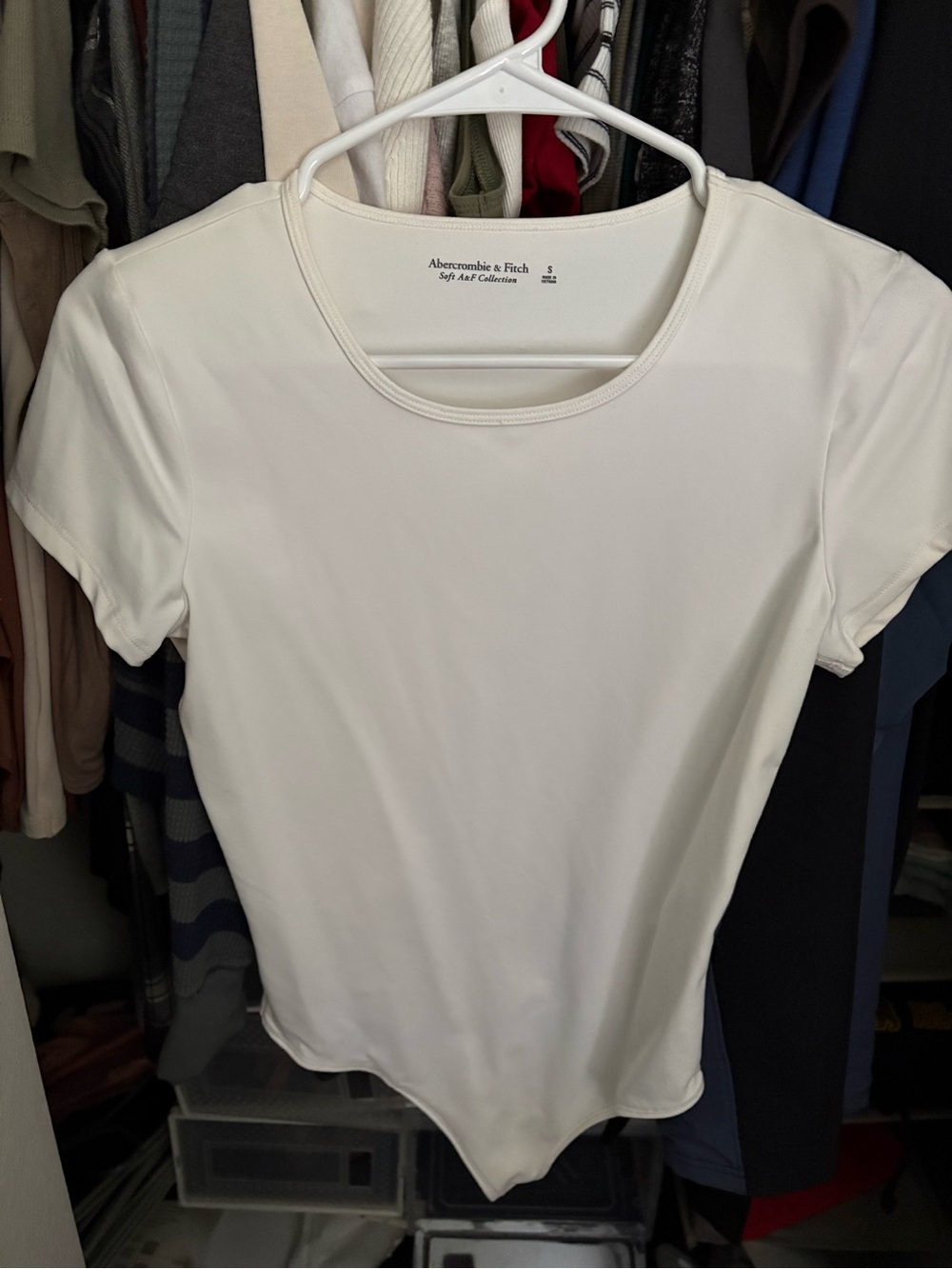 Abercrombie & Fitch White Short-Sleeve Scoop Bodysuit